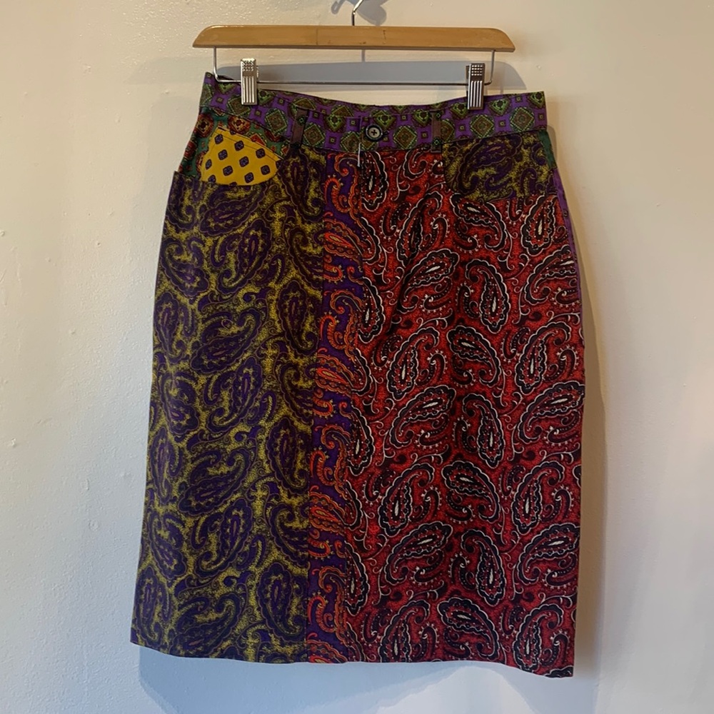 PATCHWORK PAISLEY 100% COTTON MIDI SKIRT